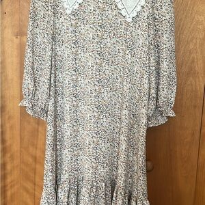 Dart Collar Prairie Dress Floral Lace Detail